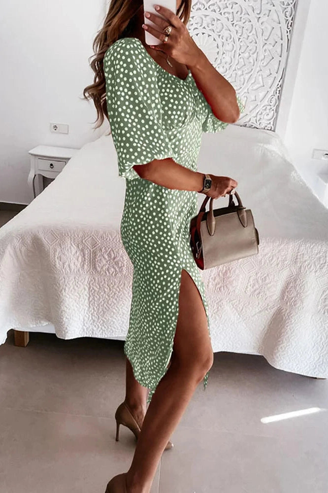 Elegant Printed Half Sleeves Midi Dress