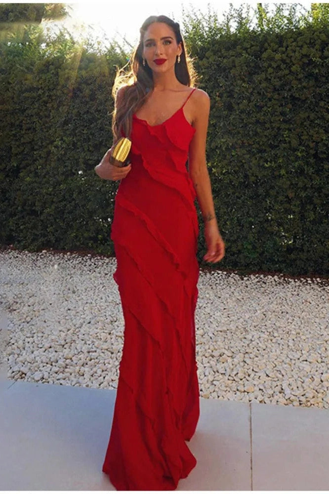 Elegant Backless Spaghetti Strap Maxi Dress