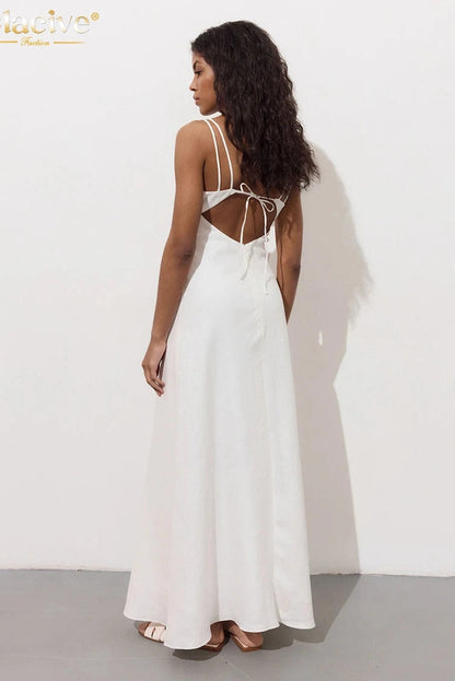 Backless Straps Sleeveless Maxi Dress