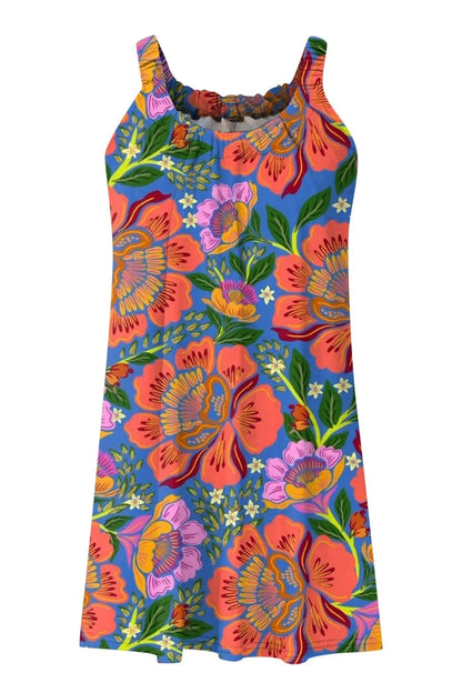 Floral Print Sleeveless Backless Mini Dress