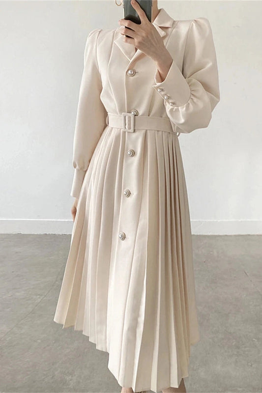 Elegant Long Sleeve A-Line Midi Dress