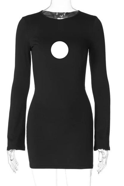 Hollow Out Long Sleeve Mini Dress