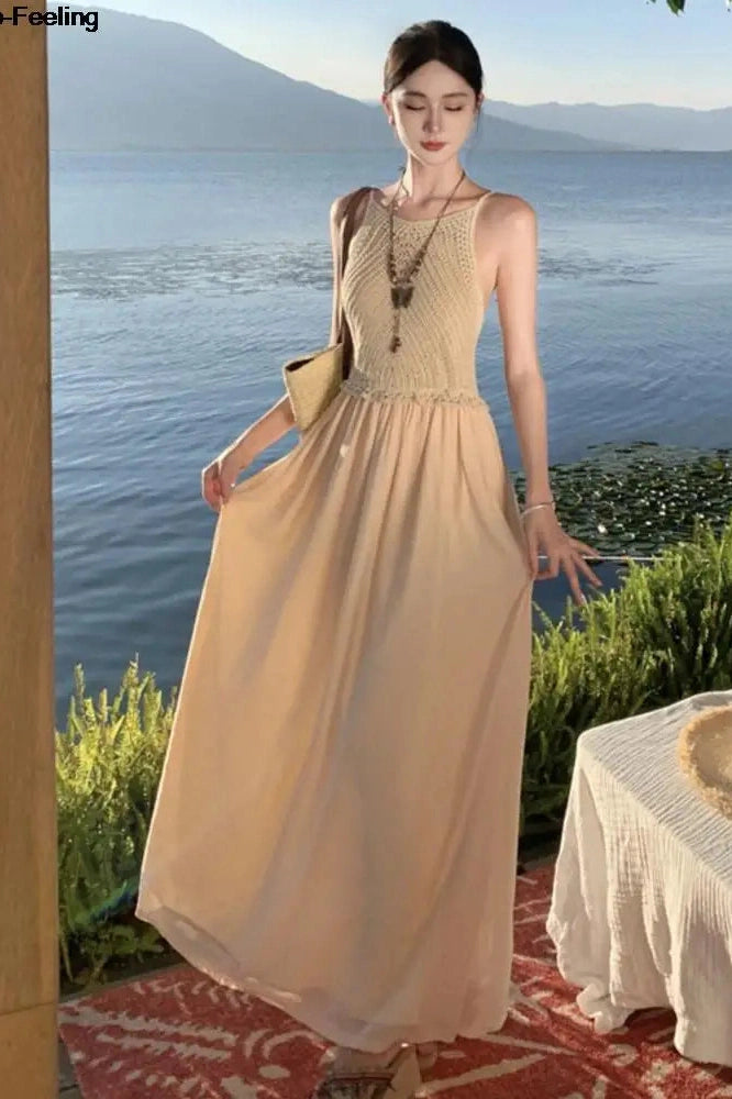 Elegant Spaghetti Strap Maxi Dress