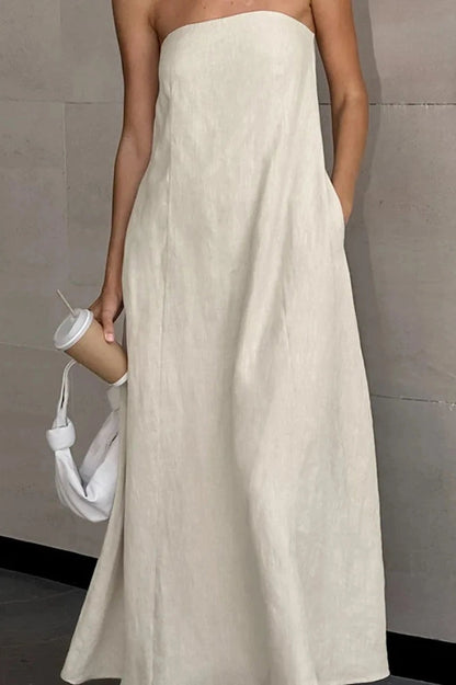 Elegant Strapless Sleeveless Maxi Dress