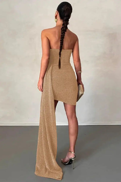 Off-Shoulder Lace-Up Ruched Mini Dress