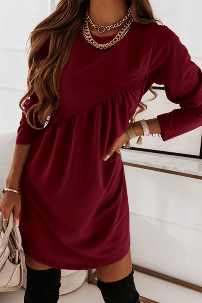 Trendy Long Sleeve Irregular Tunic Dress GOMINGLO