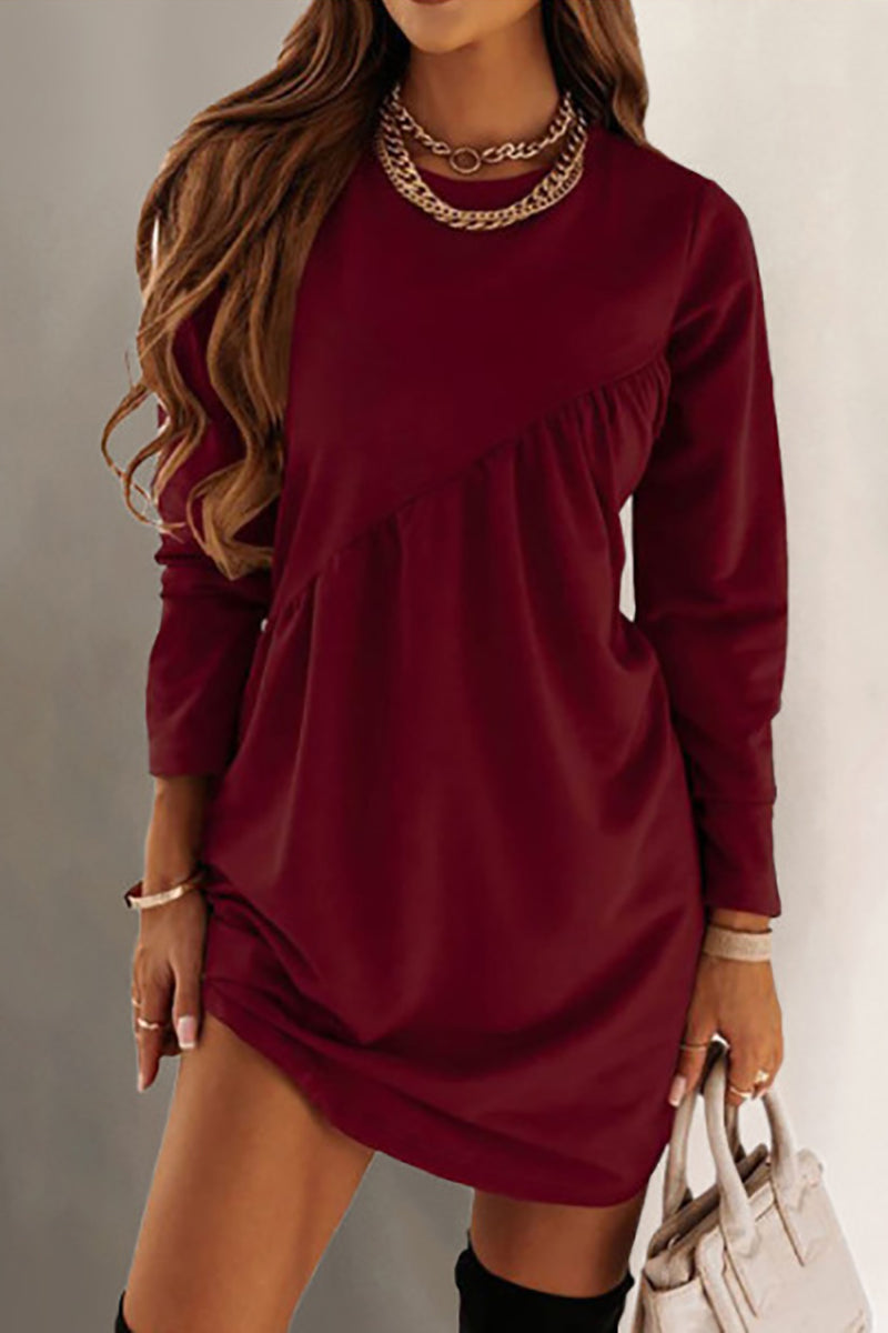 Trendy Long Sleeve Irregular Tunic Dress GOMINGLO