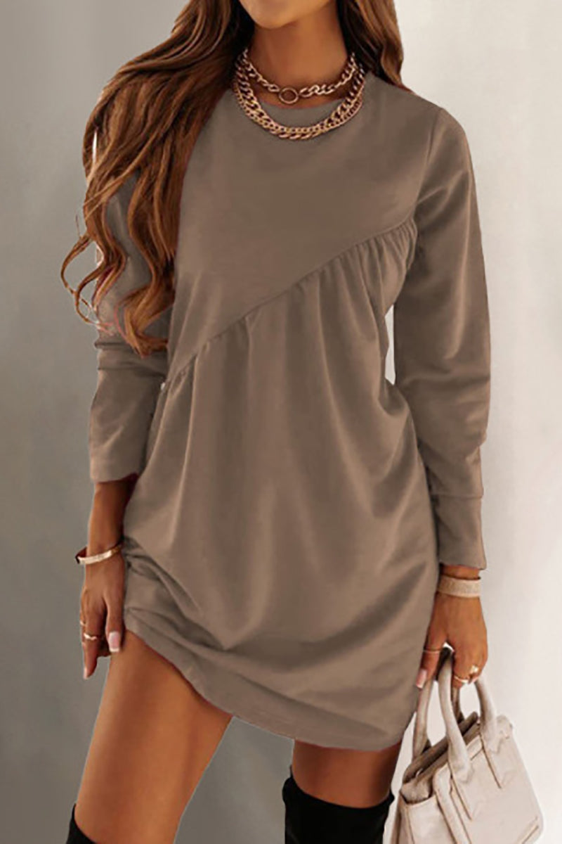 Trendy Long Sleeve Irregular Tunic Dress GOMINGLO
