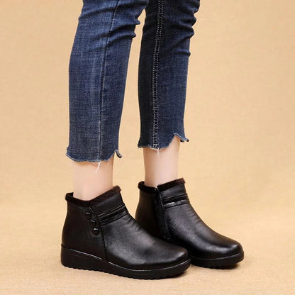 Trendy Women's Winter Warm Flat Zipper Boots GOMINGLO