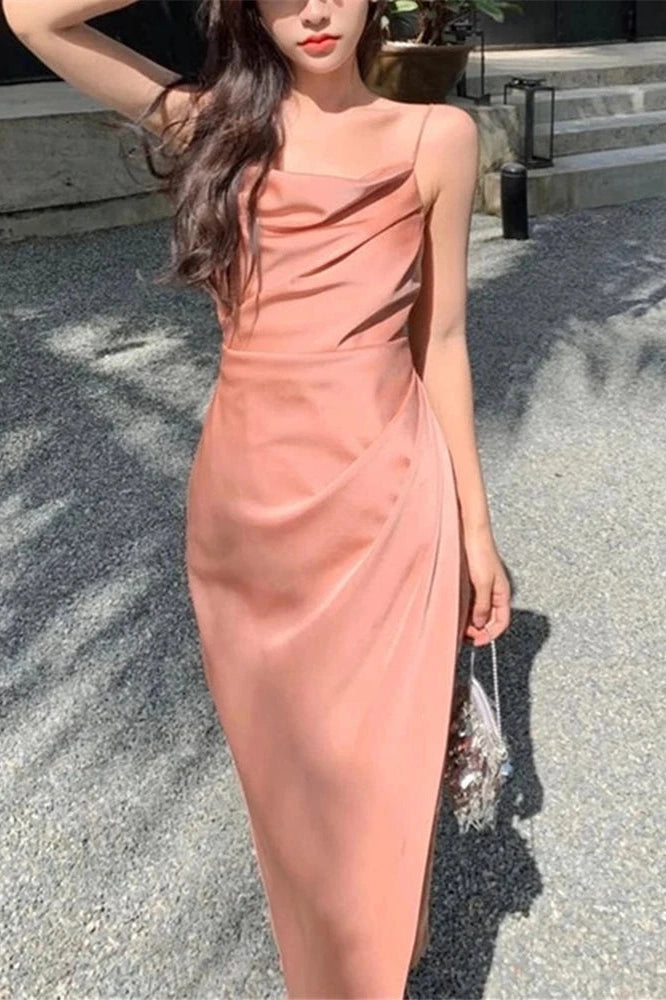 Elegant Backless Split Midi Dress