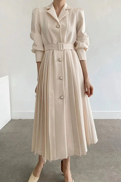 Elegant Long Sleeve A-Line Midi Dress