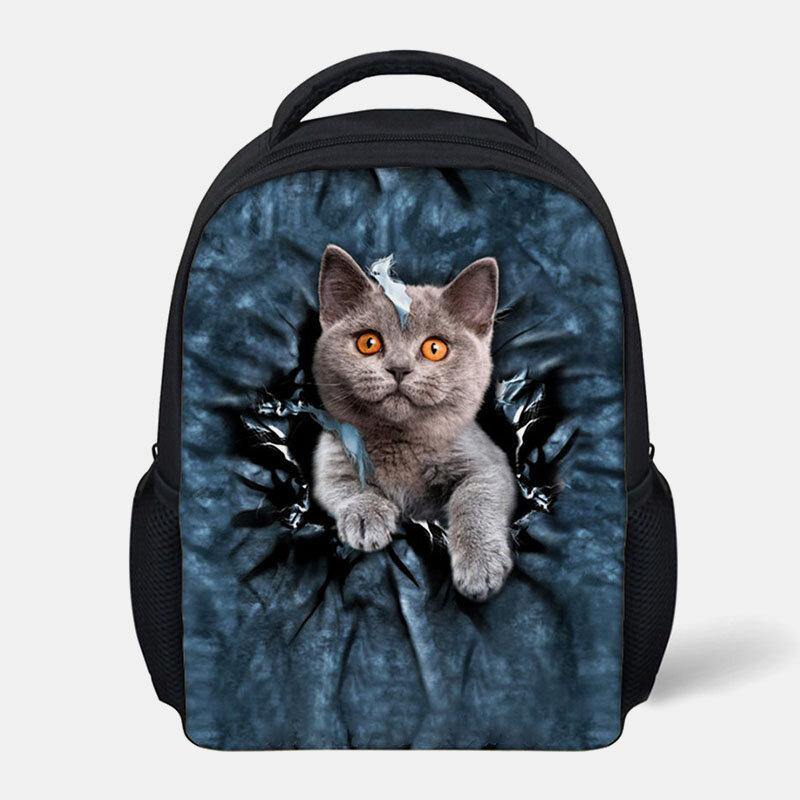 Unisex Animal Creative 3D Cartoon Cute Cat Casual Outdoor Small Backpack Schoolbag GOMINGLO