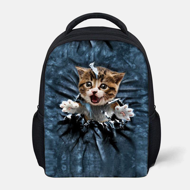 Unisex Animal Creative 3D Cartoon Cute Cat Casual Outdoor Small Backpack Schoolbag GOMINGLO