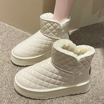 Winter Plush Warm Thick Bottom Platform Cotton Padded Snow Boots Women GOMINGLO