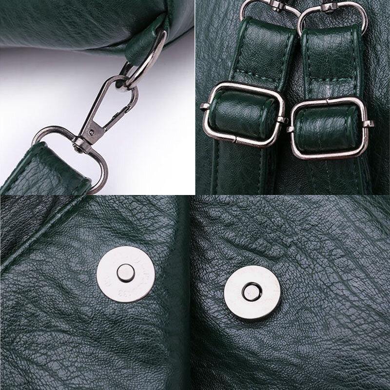 Women PU Leather Multi-Carry Vintage Waterproof Crossbody Bag Shoulder Bag Backpack GOMINGLO