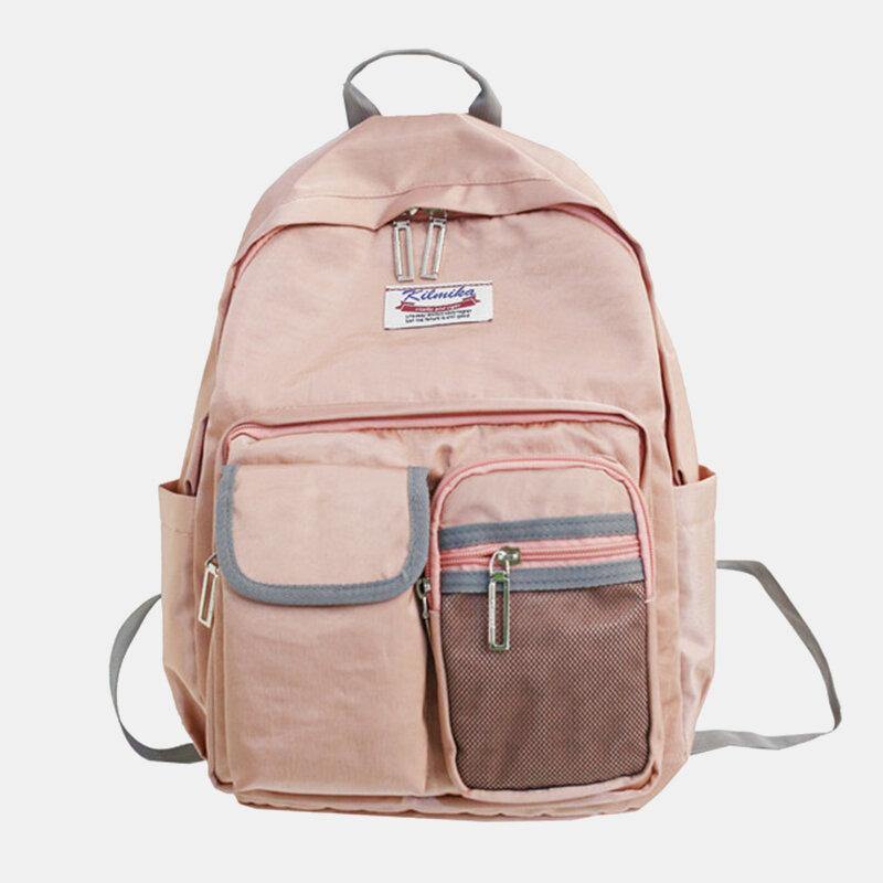 Women Solid Backpack Casual Large Capacity Multi-Pocket School Bag Backpack GOMINGLO