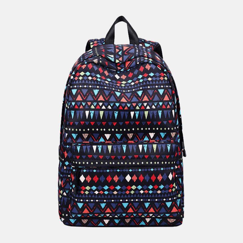 Women Waterproof Bohemian Printed National Backpack School Bag GOMINGLO