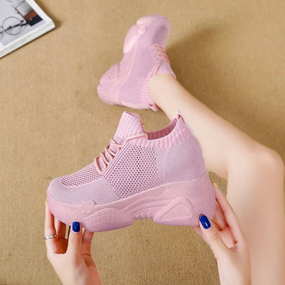 Women's Air Mesh Chunky Knitted Casual Sneakers GOMINGLO