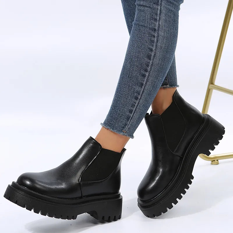 Women's Autumn Winter Chunky Platform Ankle Boots GOMINGLO