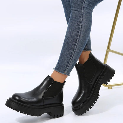 Women's Autumn Winter Chunky Platform Ankle Boots GOMINGLO