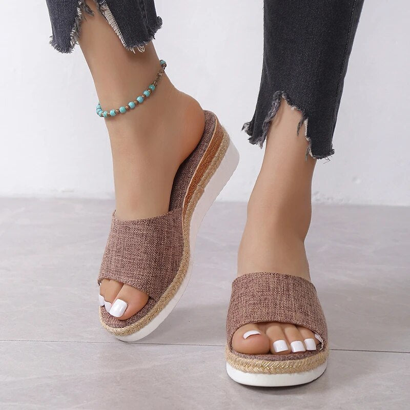 Women's Casual Wedge Non Slip Platform Comfortable Slippers GOMINGLO