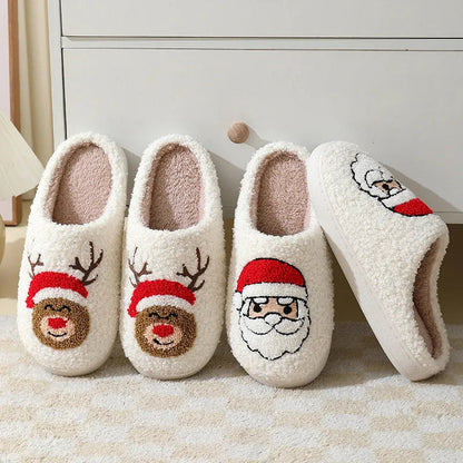 Women's Christmas Style Winter Soft Sole Warm Plush Cotton Slippers GOMINGLO