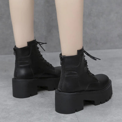 Women's Chunky Autumn Winter Thick Bottom Ankle Boots GOMINGLO