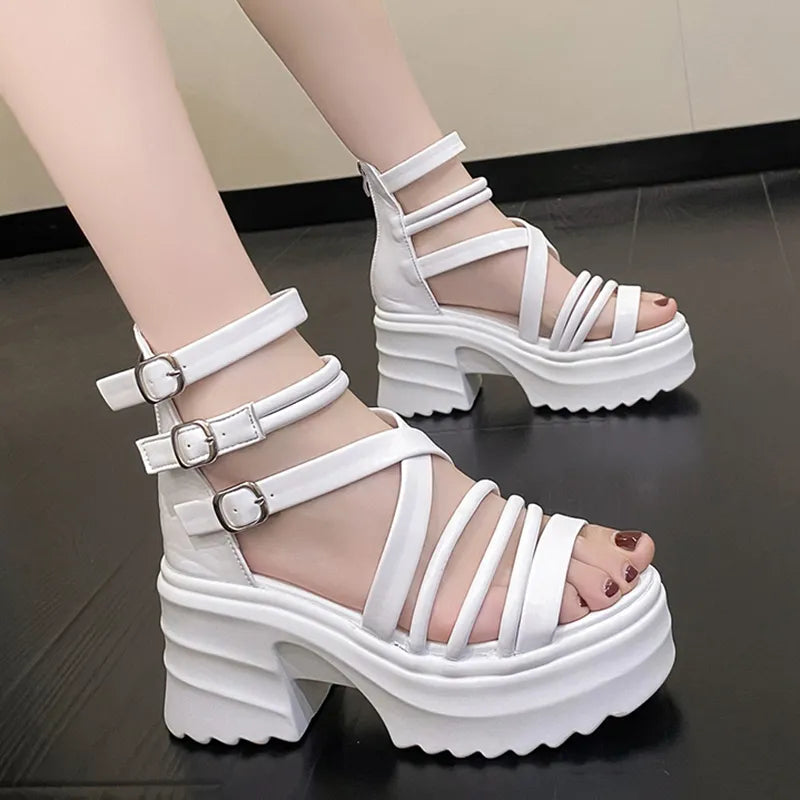 Women's Fashion Ankle Strap Chunky Heel Sandals GOMINGLO