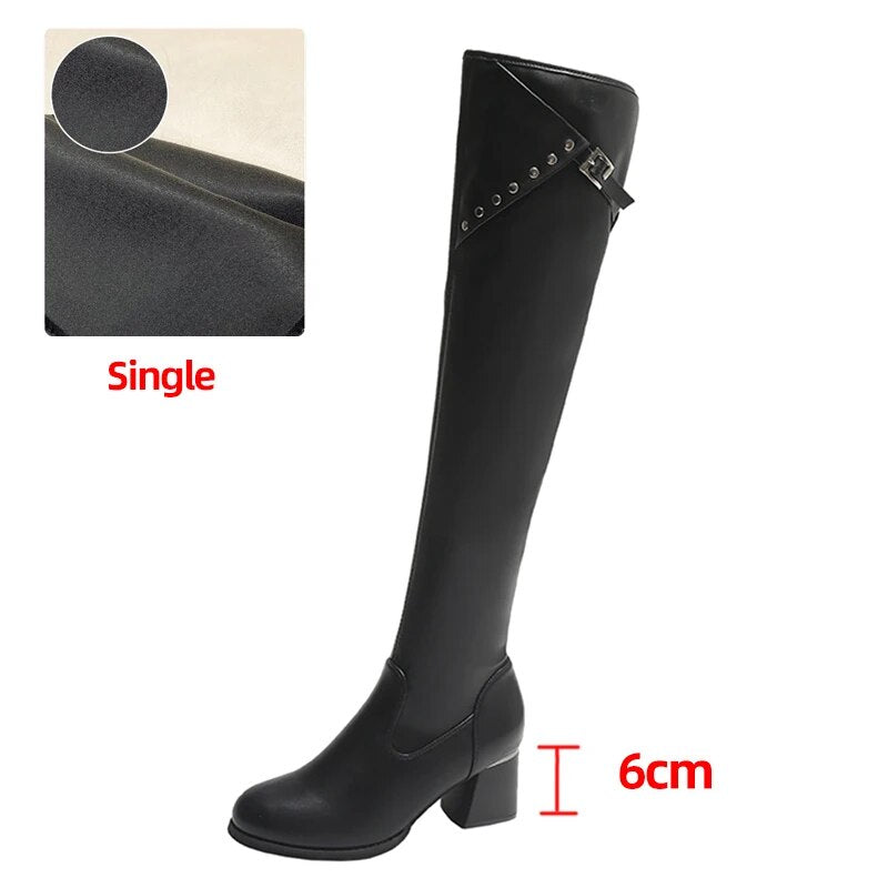Women's Fashion Autumn Winter High Heels Over The Knee Boots GOMINGLO