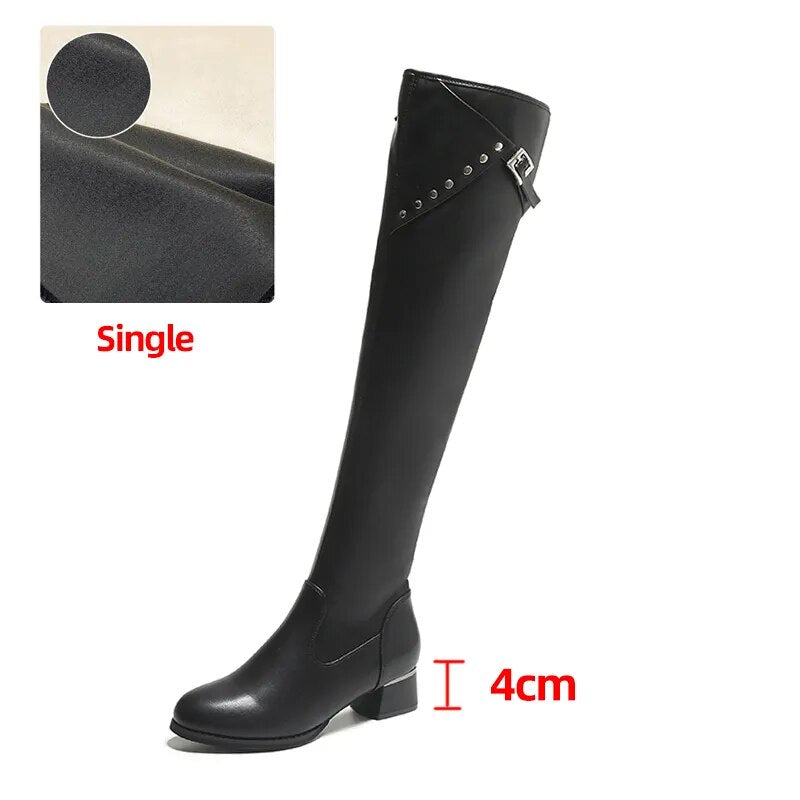 Women's Fashion Autumn Winter High Heels Over The Knee Boots GOMINGLO