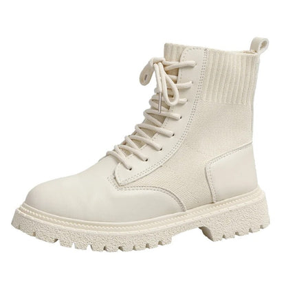 Women's Fashion Autumn Winter Platform Elastic Knitting Ankle Boots GOMINGLO