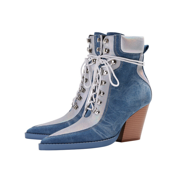 Women's Fashion Vintage Denim Boots GOMINGLO