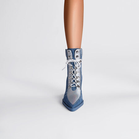 Women's Fashion Vintage Denim Boots GOMINGLO
