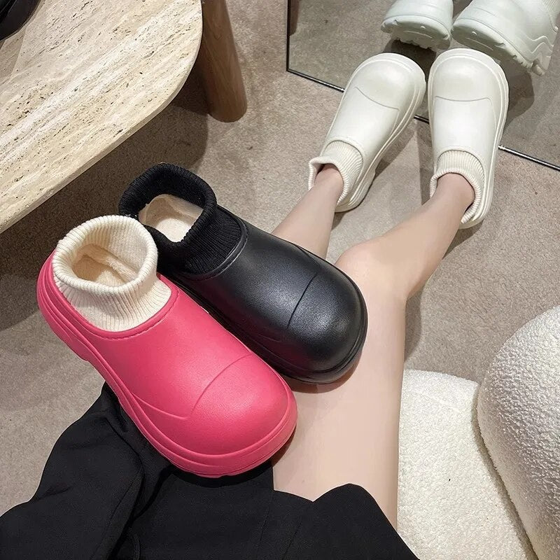 Women's Fashion Winter Warm Plush Chunky Platform Waterproof Boots GOMINGLO