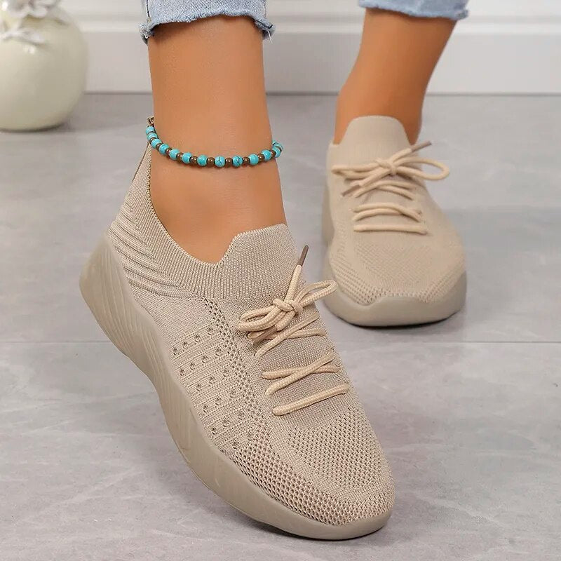 Women's Knitted Breathable Lightweight Non Slip Sneakers GOMINGLO