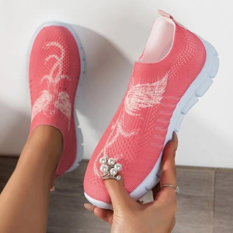Women's Knitted Breathable Slip On Soft Sole Sneakers GOMINGLO