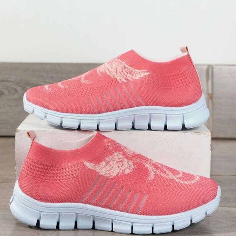 Women's Knitted Breathable Slip On Soft Sole Sneakers GOMINGLO