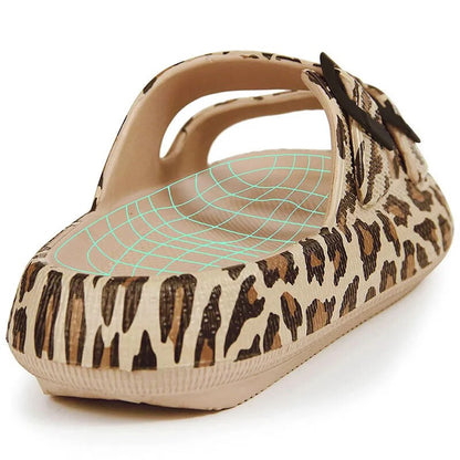 Women's Leopard Pattern Soft Sole Pillow Slippers GOMINGLO