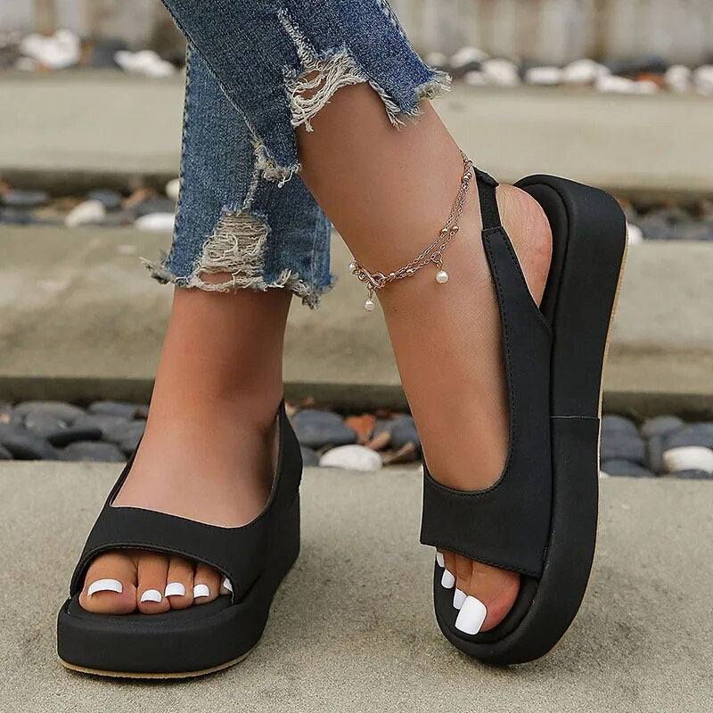 Women's Open Toe Non Slip Casual Flat Sandals GOMINGLO