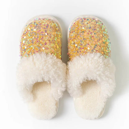 Women's Soft Sole Fluffy Plush Warm Winter Indoor Slippers GOMINGLO