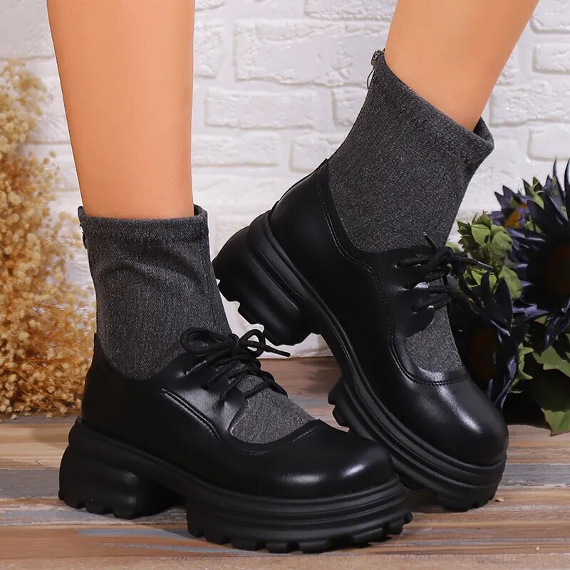 Women's Thick Bottom Chunky Platform Ankle Boots GOMINGLO