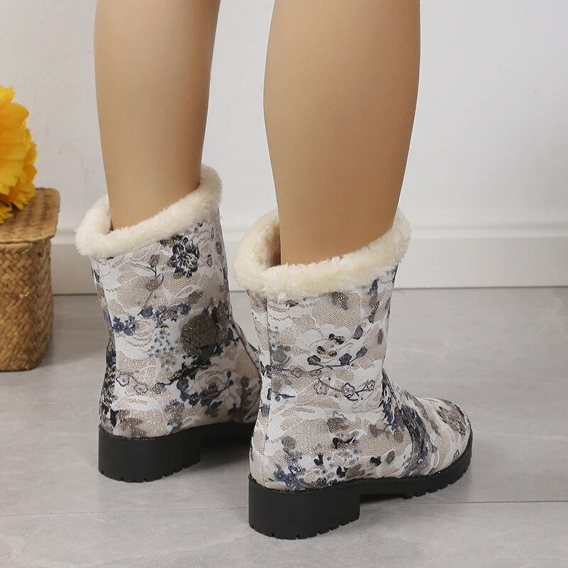 Women's Warm Cotton Padded Thick Plush Snow Boots GOMINGLO