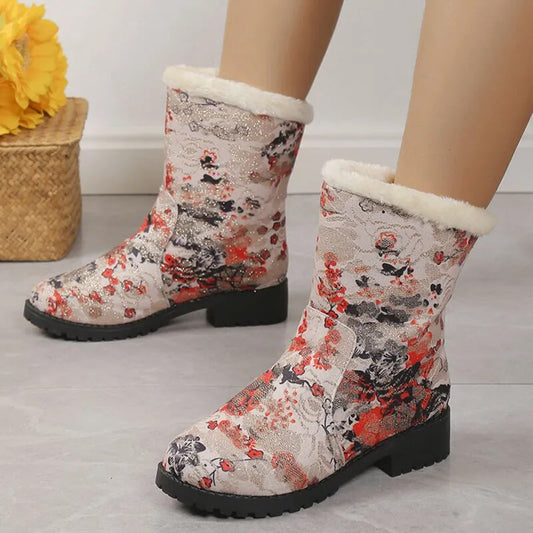 Women's Warm Cotton Padded Thick Plush Snow Boots GOMINGLO