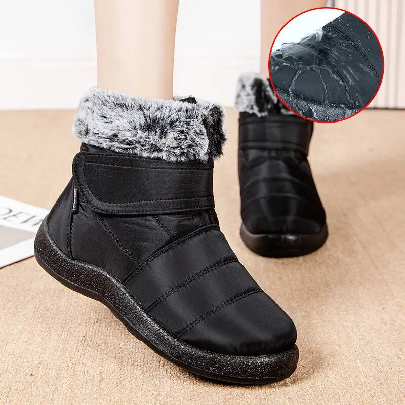Women's Waterproof Winter Boots Non Slip Thick Plush Snow Boots for Women Warm Cotton Padded Shoes GOMINGLO