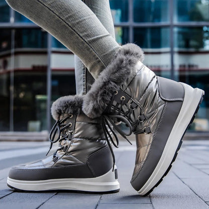 Women's Winter Chunky Thick Plush Waterproof Warm Ankle Boots GOMINGLO