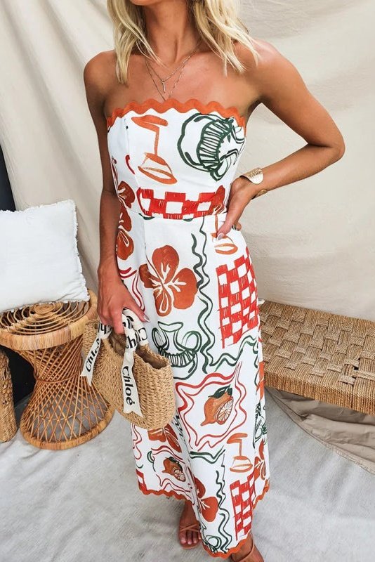 Summer Chic Breast-Wrapped Printed Maxi Dress