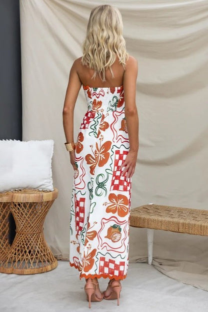 Summer Chic Breast-Wrapped Printed Maxi Dress