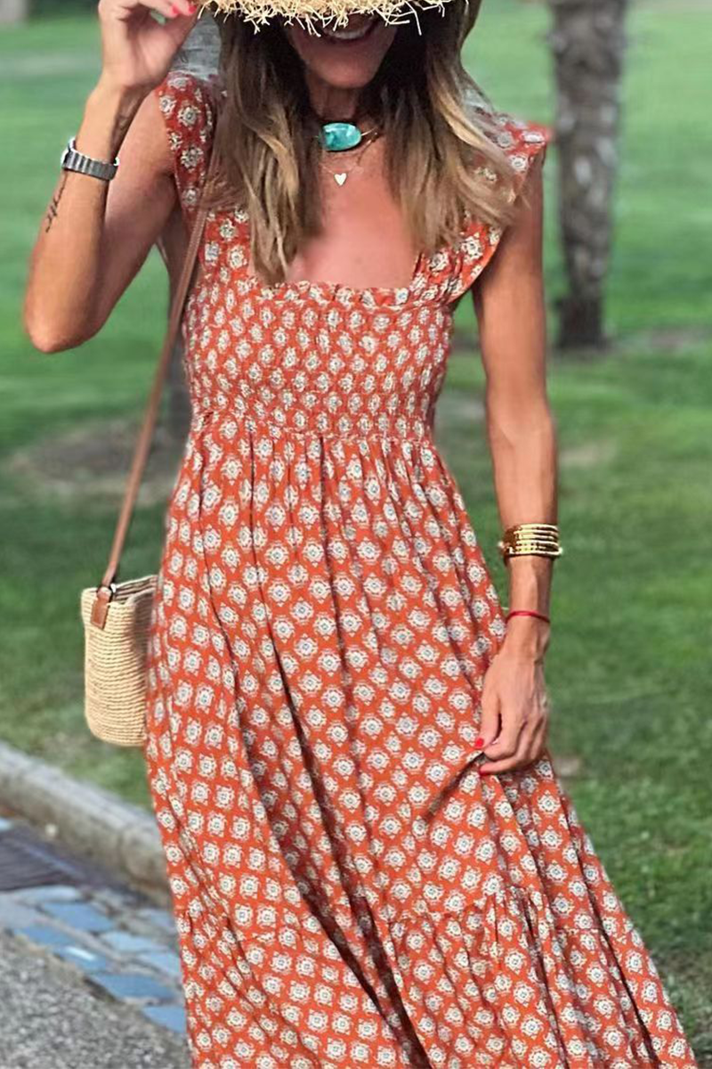 Vintage Striped Print Sleeveless Maxi Dress