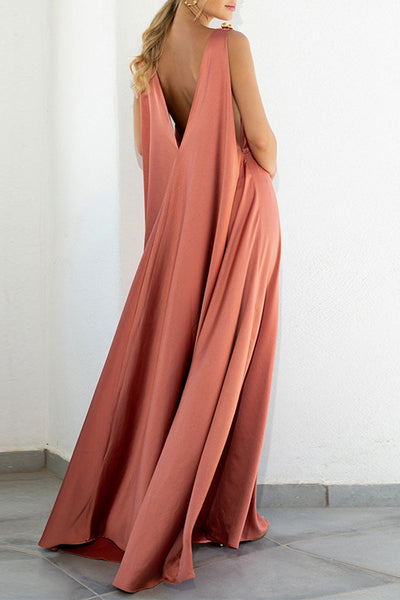 Sexy Elegant Solid Solid Color V Neck A Line Dresses(3 Colors)