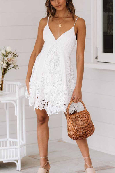 Florcoo Sexy Lace Sling Halter Mini Dresses
